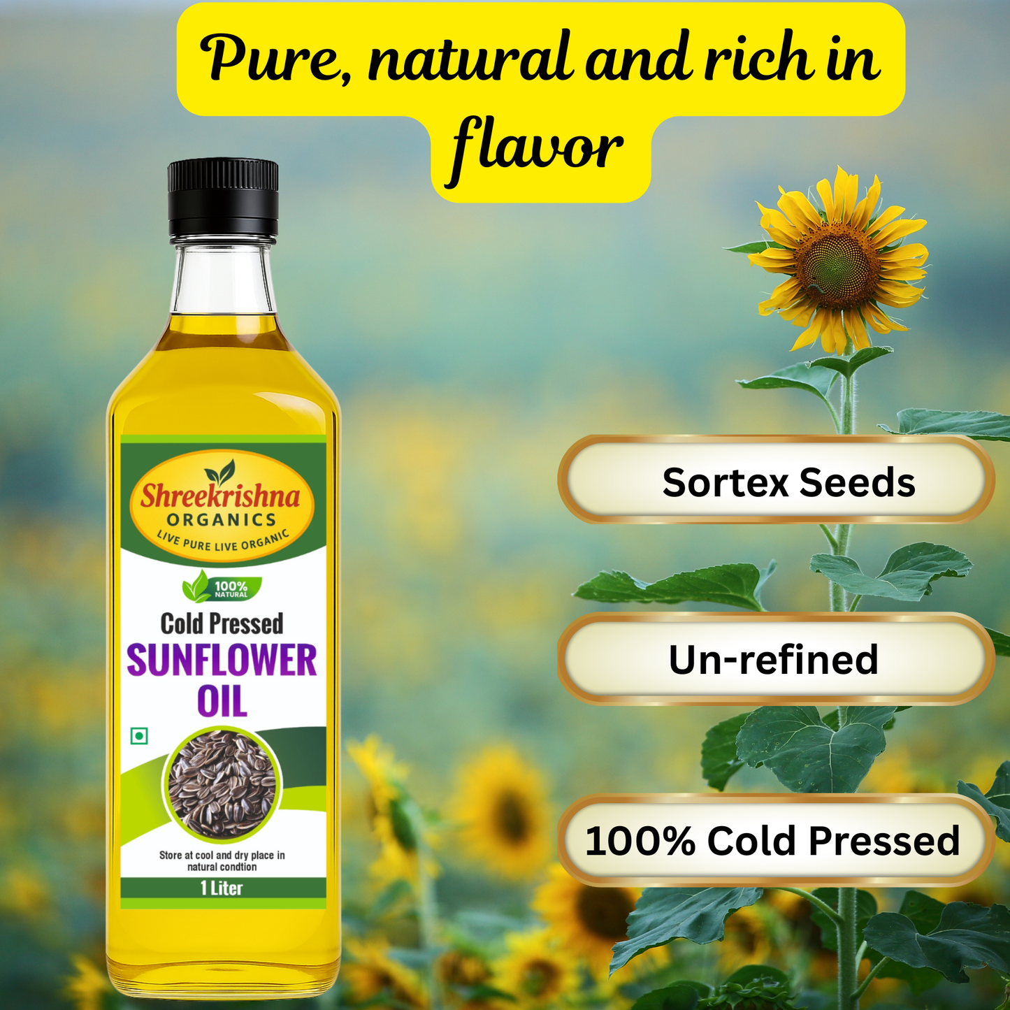 Cold Pressed Sunflower Oil (1 ltr.)