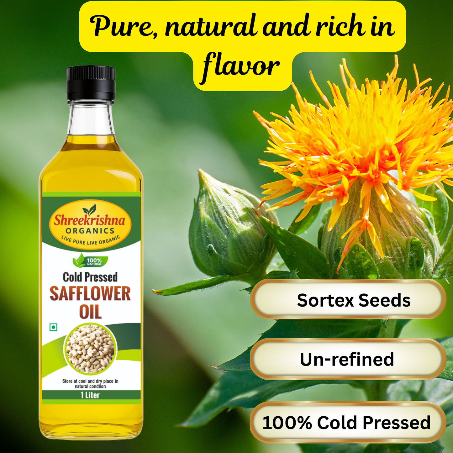 Cold Pressed Safflower Oil (1 ltr.)